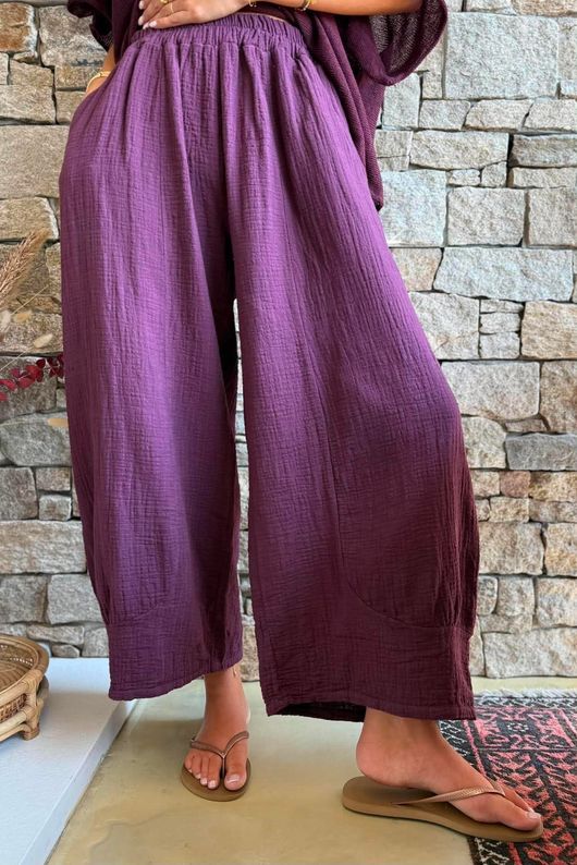 Santos Cushion Cotton Quirky Pant Aubergine?